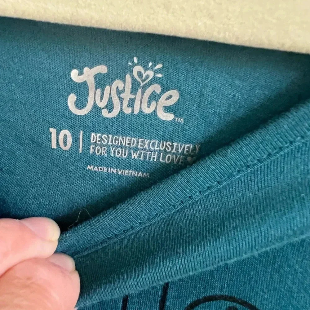 Justice girls 10 long sleeve tie front tee top blue fearless Taylor swift